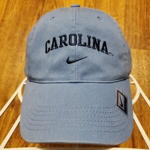 Vintage North Carolina Tar Heels Hat Adult Strapback Blue Swoosh Team Nike Y2K‎